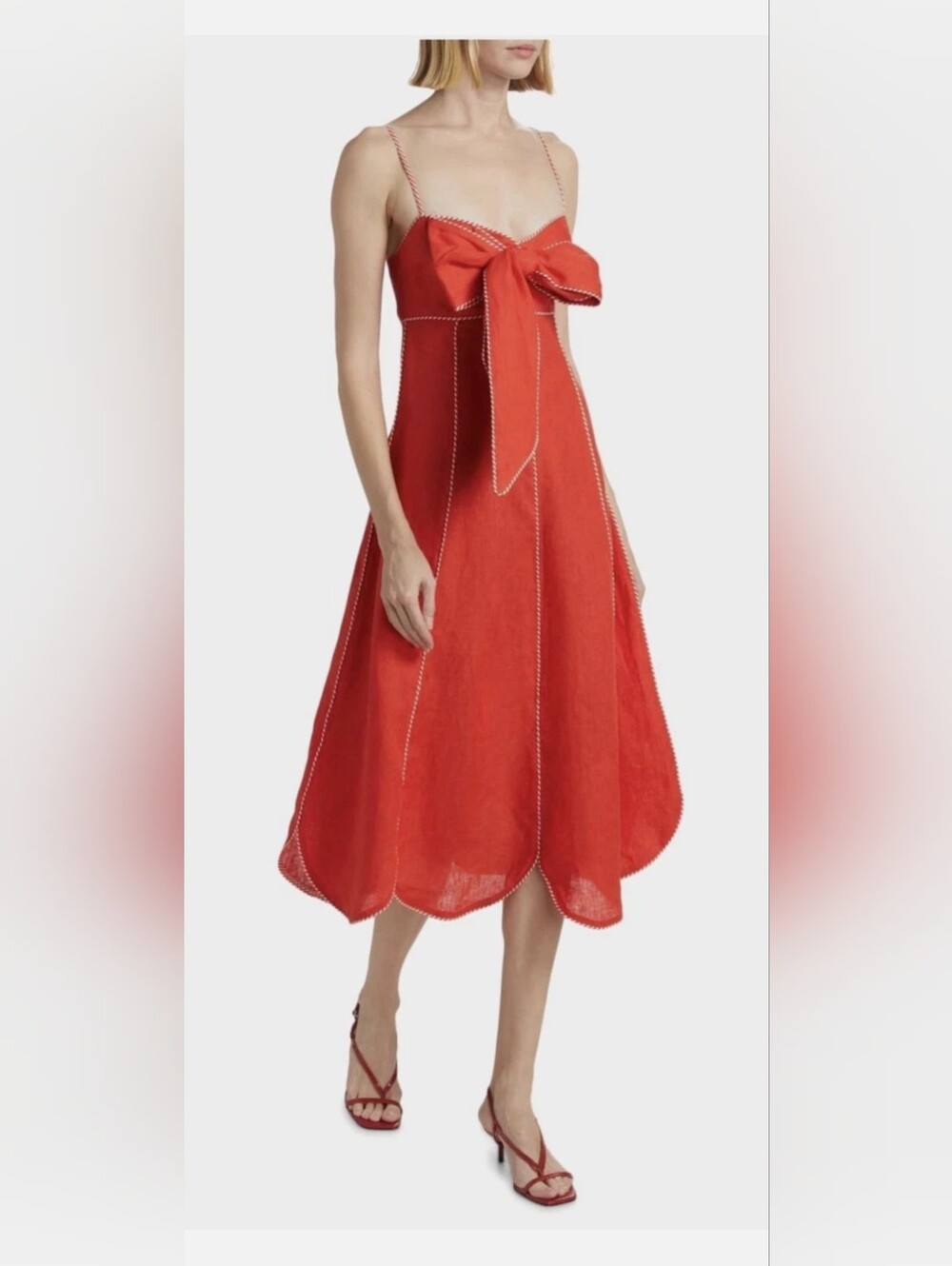 Farm Rio Red Bow-Front Midi Dress - Women